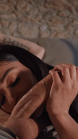 Horny fiery Colombian licking a good cock before sucking it