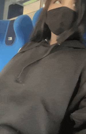 Busty on the bus