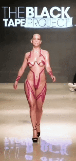 Girl models dressed with bodypaint